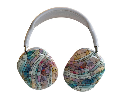 Mosaic Airpods Max 2 Hard Case – Pastel Stained Glass Print Protective Cover for Apple Headphones, Artistic Boho Airpods Max 2 Shell