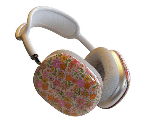 Retro Floral Airpods Max 2 Case – 70s Aesthetic Protective Hard Cover for Apple Headphones, Vintage Flower Power Airpods Max 2 Accessories