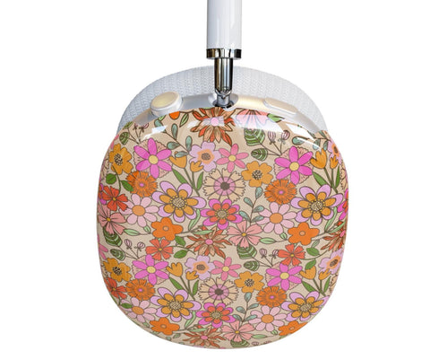 Retro Floral Airpods Max 2 Case – 70s Aesthetic Protective Hard Cover for Apple Headphones, Vintage Flower Power Airpods Max 2 Accessories