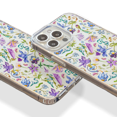 Purple Garden Party Botanical Clear Phone Case - The Urban Flair (Feat)