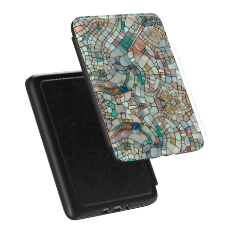 Pastel Stained Glass Illusion Kindle Paperwhite 7" + Colorsoft 7" Case (2024 Models) Saffiano Leatherette Textured Cover With Design