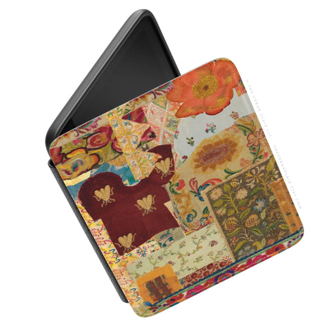 Mixed Media Print Boho Art Kindle Paperwhite 7" + Colorsoft 7" Case (2024 Models) Saffiano Leather Textured Cover With Design