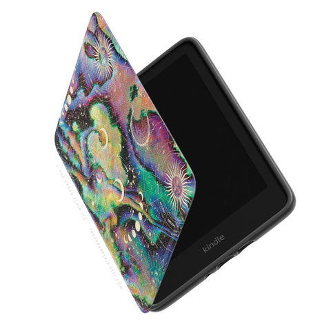 Zodiac Abalone Paua Print Kindle Paperwhite 7" + Colorsoft 7 Case (2024 Models) Saffiano Leatherette Textured Cover With Design