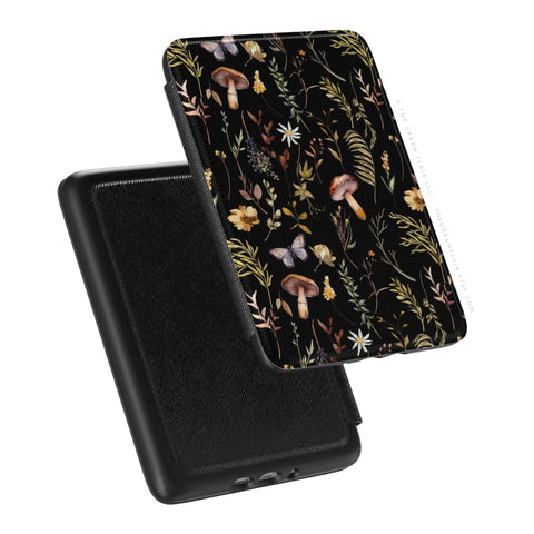 Botanical Nature Forest Art Kindle Paperwhite 7" + Colorsoft 7" Case (2024 Models) Saffiano Leather Textured Cover With Mushroom Design