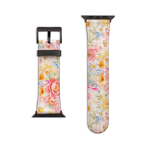 Pastel Flowers Apple Watch Band For Series 3 4 5 6 7 8 9 10 11 SE Ultra 38mm 40mm 41mm 42mm 44mm 45mm 46mm 49mm