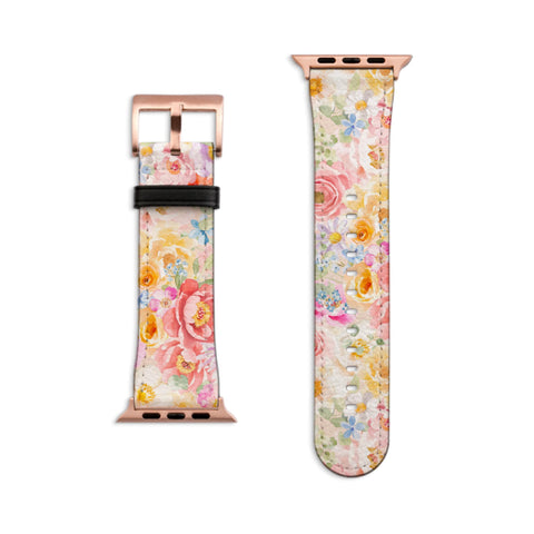 Pastel Flowers Apple Watch Band For Series 3 4 5 6 7 8 9 10 11 SE Ultra 38mm 40mm 41mm 42mm 44mm 45mm 46mm 49mm