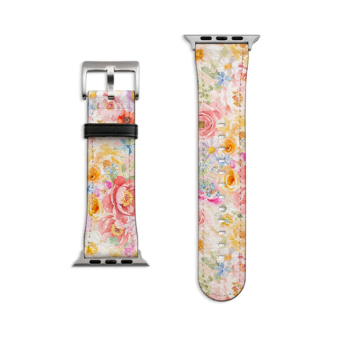 Pastel Flowers Apple Watch Band For Series 3 4 5 6 7 8 9 10 11 SE Ultra 38mm 40mm 41mm 42mm 44mm 45mm 46mm 49mm
