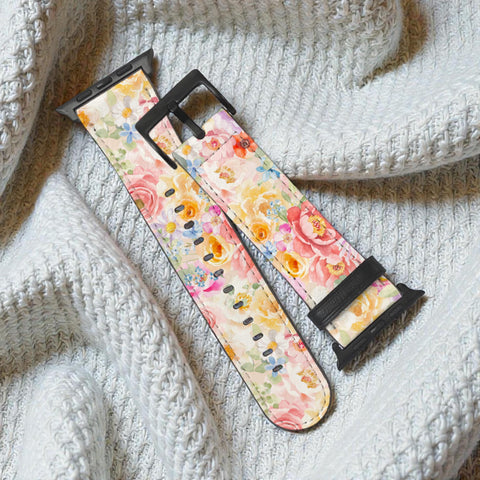 Pastel Flowers Apple Watch Band For Series 3 4 5 6 7 8 9 10 11 SE Ultra 38mm 40mm 41mm 42mm 44mm 45mm 46mm 49mm