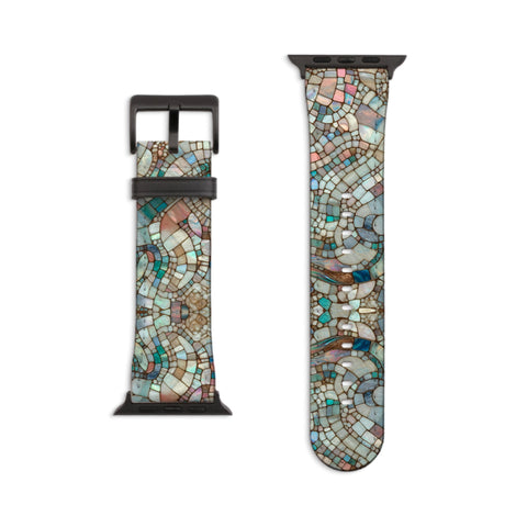 Mermaid Stained Glass Illusion Apple Watch Band - Vegan Leather Strap With Pretty Design - Fits All Series - 38 40 41 42 44 45 46 49 mm