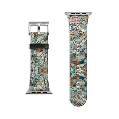 Mermaid Stained Glass Illusion Apple Watch Band - Vegan Leather Strap With Pretty Design - Fits All Series - 38 40 41 42 44 45 46 49 mm