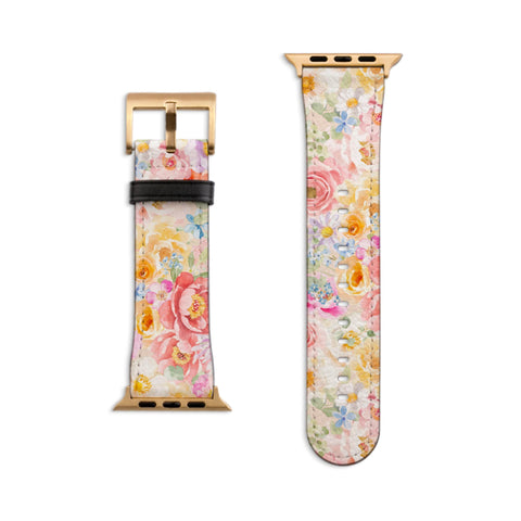 Pastel Flowers Apple Watch Band For Series 3 4 5 6 7 8 9 10 11 SE Ultra 38mm 40mm 41mm 42mm 44mm 45mm 46mm 49mm