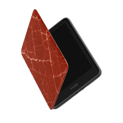 Ruby Red Marble Print Kindle Paperwhite 7" Case | Saffiano Leatherette Cover