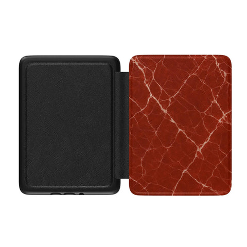 Ruby Red Marble Print Kindle Paperwhite 7" Case | Saffiano Leatherette Cover