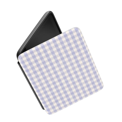 Lavender Gingham Coquette Kindle Case | Paperwhite 7″ (2024 Colorsoft) Saffiano Leather Cover