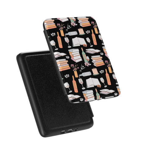 Books & Wine Kindle Case | Paperwhite 7″ (2024 Colorsoft) Saffiano Leather Cover