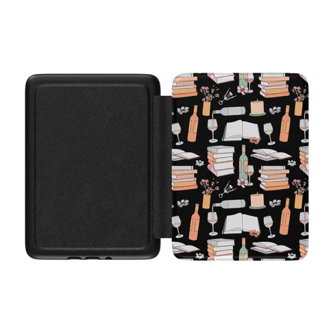 Books & Wine Kindle Case | Paperwhite 7″ (2024 Colorsoft) Saffiano Leather Cover