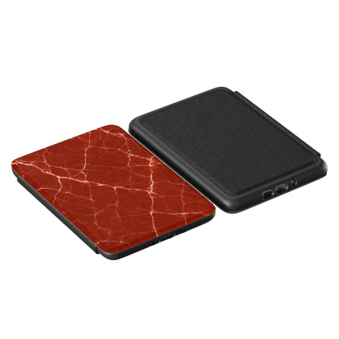 Ruby Red Marble Print Kindle Paperwhite 7" Case | Saffiano Leatherette Cover