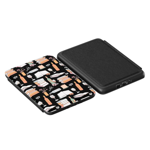 Books & Wine Kindle Case | Paperwhite 7″ (2024 Colorsoft) Saffiano Leather Cover