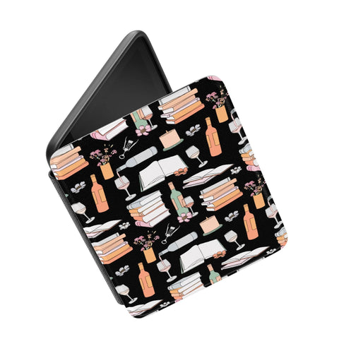 Books & Wine Kindle Case | Paperwhite 7″ (2024 Colorsoft) Saffiano Leather Cover
