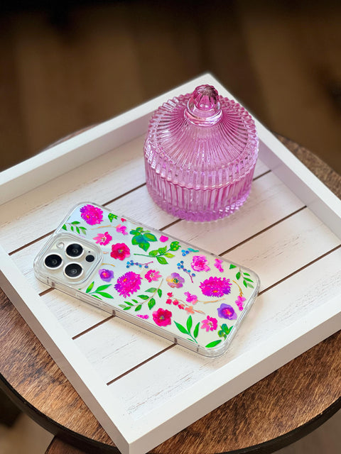 Aesthetic Bright Flowers Phone Case For iPhone 15 14 13 Pro Max 12 Mini 11 XR 7 8 SE 2022 Galaxy S24 Watercolor Floral MagSafe