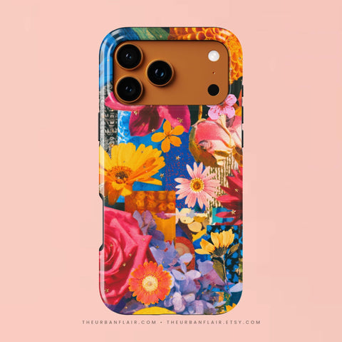 Summer Flower Collage Tough Phone Case for iPhone 16 Pro - The Urban Flair (Feat)