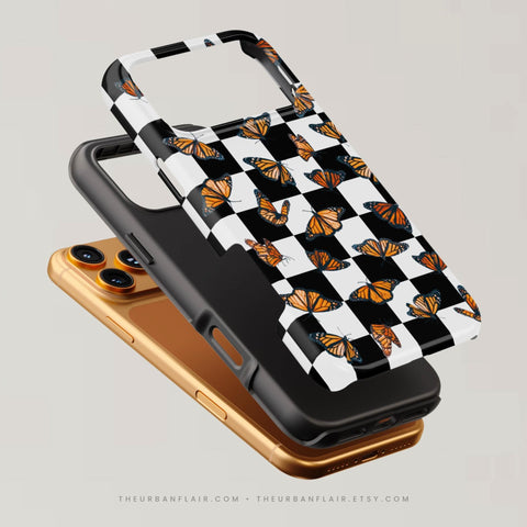 Checkered Monarch Butterfly Tough Phone Case for iPhone 17 Air - The Urban Flair (Feat)