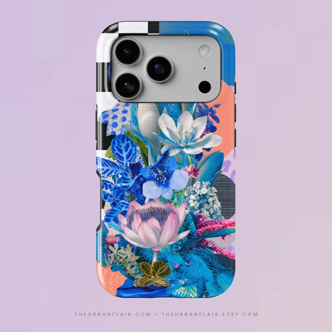 Blue Lotus Botanical Collage Tough Phone Case for iPhone 17 Air - The Urban Flair (Feat)