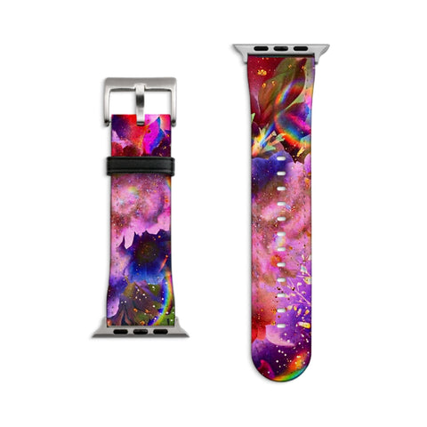 Cosmic Floral Apple Watch Band - Matte Silver
