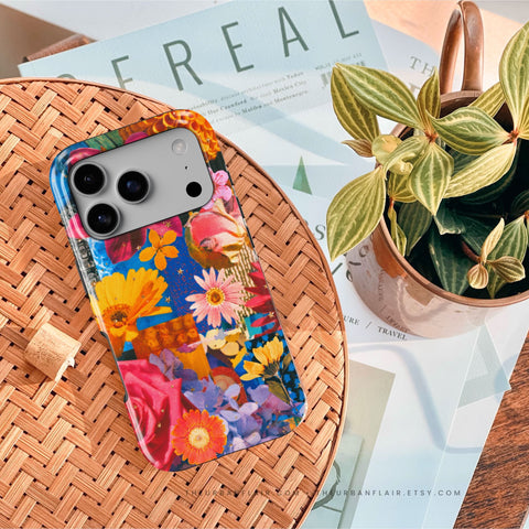Summer Flower Collage Tough Phone Case for iPhone 16 Pro - The Urban Flair (Feat)
