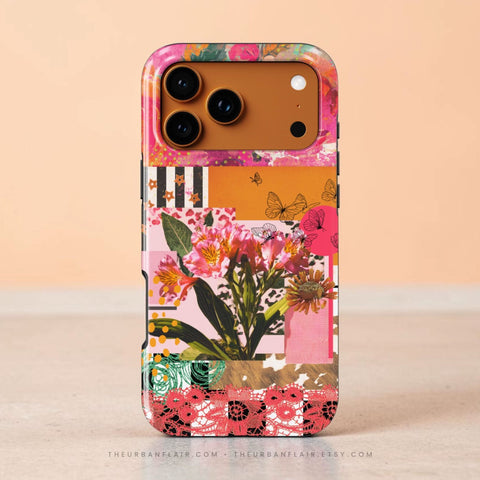 Maximalist Bloom Collage Tough Phone Case for iPhone 16 Pro - The Urban Flair (Feat)