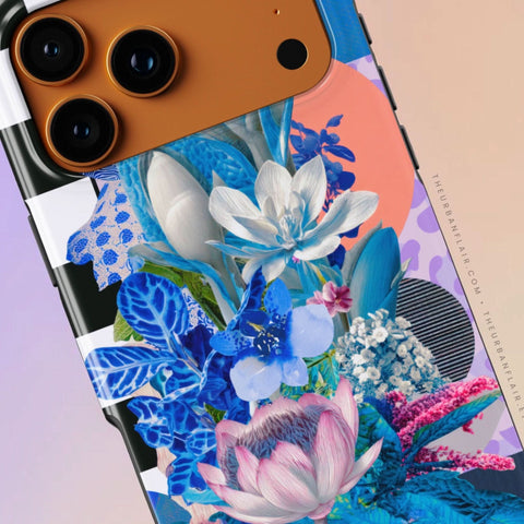 Blue Lotus Botanical Collage Tough Phone Case for iPhone 17 Pro Max - The Urban Flair (Feat)