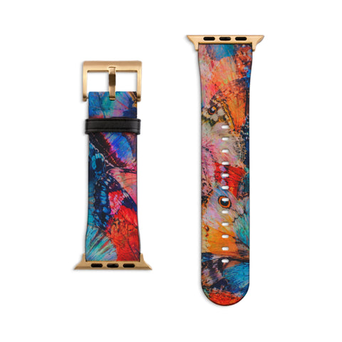 Colorful Butterfly Wings Apple Watch Band - Matte Gold