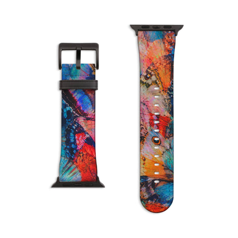 Colorful Butterfly Wings Apple Watch Band - Matte Black