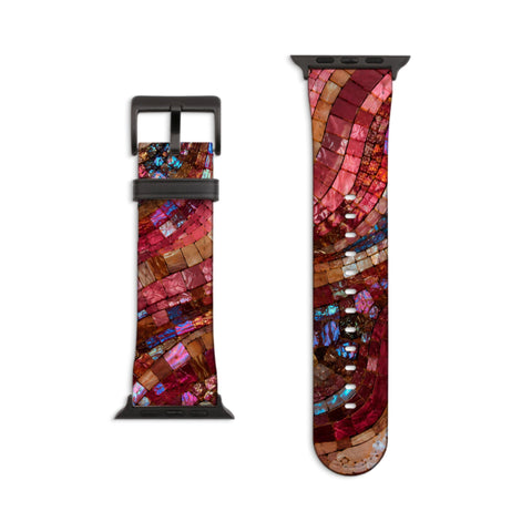 Garnet Stained Glass Print Apple Watch Band - Matte Black