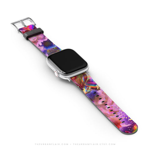 Cosmic Floral Apple Watch Band - premium vegan leather printed strap (Feat)