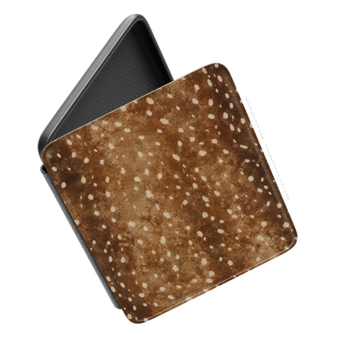 Deer Print Kindle Case, vegan Saffiano leather exterior with satin finish