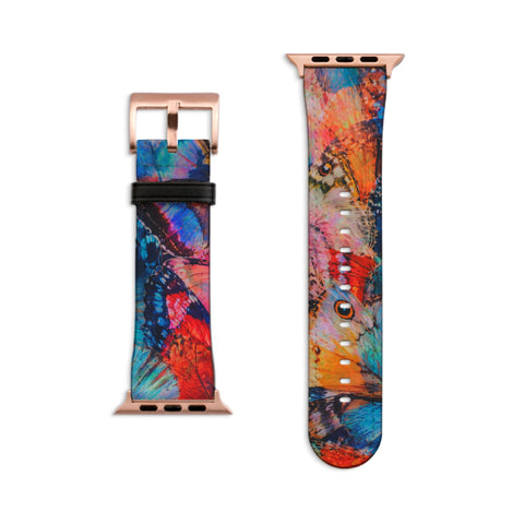 Colorful Butterfly Wings Apple Watch Band - Matte Rose Gold