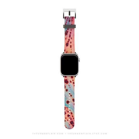 Pastel Orchid Macro Apple Watch Band - Fits All iWatch Series - Sizes 38/40/42/44mm - Womens Vegan Leather Strap (Feat)