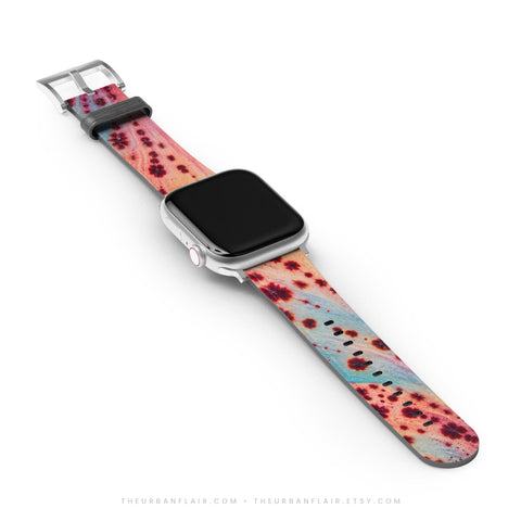 Pastel Orchid Macro Apple Watch Band - Fits All iWatch Series - Sizes 38/40/42/44mm - Womens Vegan Leather Strap (Feat)