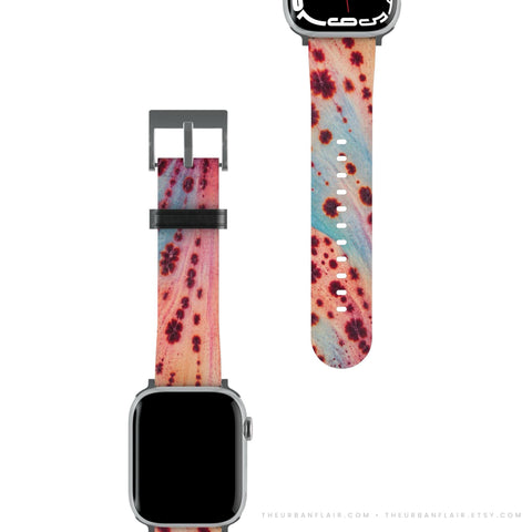 Pastel Orchid Macro Apple Watch Band - Fits All iWatch Series - Sizes 38/40/42/44mm - Womens Vegan Leather Strap (Feat)