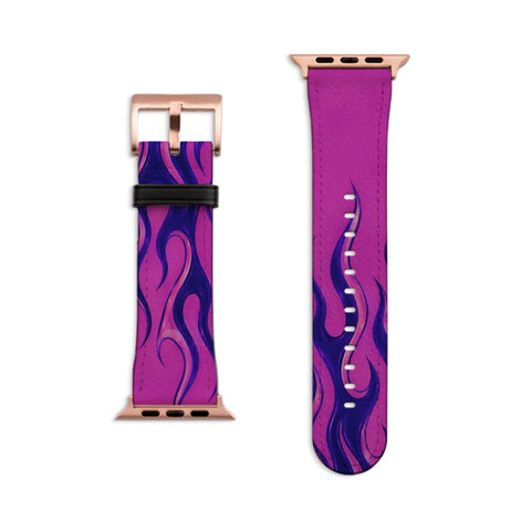 Y2K Purple Flames Apple Watch Band - Fits All iWatch Series - Sizes 38/40/42/44mm - Womens Vegan Leather Strap