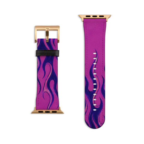 Y2K Purple Flames Apple Watch Band - Fits All iWatch Series - Sizes 38/40/42/44mm - Womens Vegan Leather Strap