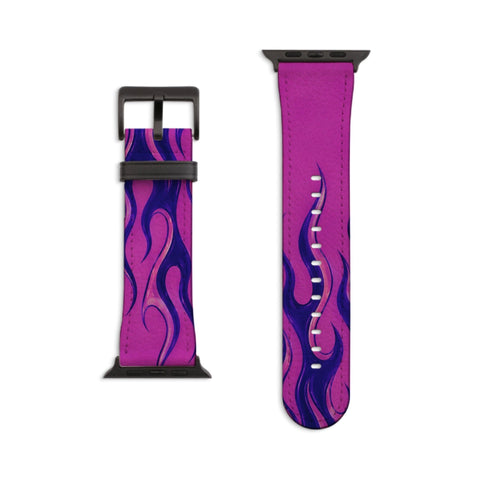Y2K Purple Flames Apple Watch Band - Fits All iWatch Series - Sizes 38/40/42/44mm - Womens Vegan Leather Strap