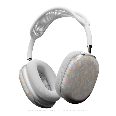 Opal Mother of Pearl Tile Print AirPods Max Case | Protective Snap-On Air Pods Max 2 Cover For Women
