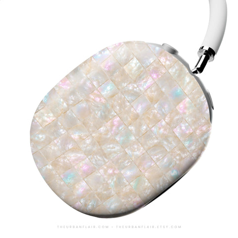 Opal Mother of Pearl Tile Print AirPods Max Case | Protective Snap-On Air Pods Max 2 Cover For Women
