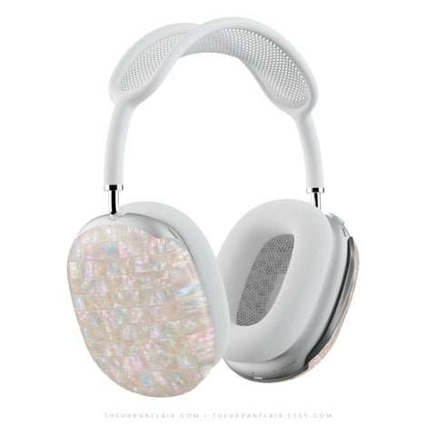 Opal Mother of Pearl Tile Print AirPods Max Case | Protective Snap-On Air Pods Max 2 Cover For Women