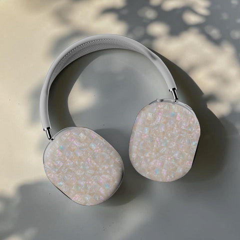 Opal Mother of Pearl Tile Print AirPods Max Case | Protective Snap-On Air Pods Max 2 Cover For Women (Feat)