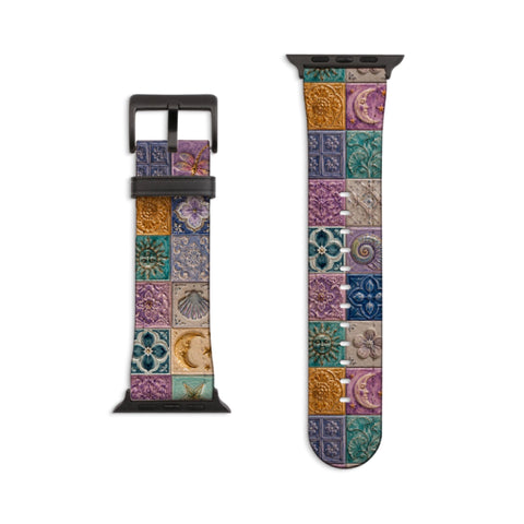 Whimsical Fairy Tile Apple Watch Band - Matte Black