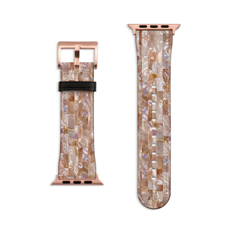 Rose Gold Seashell Print Apple Watch Band - Fits All Series (SE, Ultra 3) & Sizes 38/40/41, 42/44/45/46, 49mm - iWatch Strap For Women