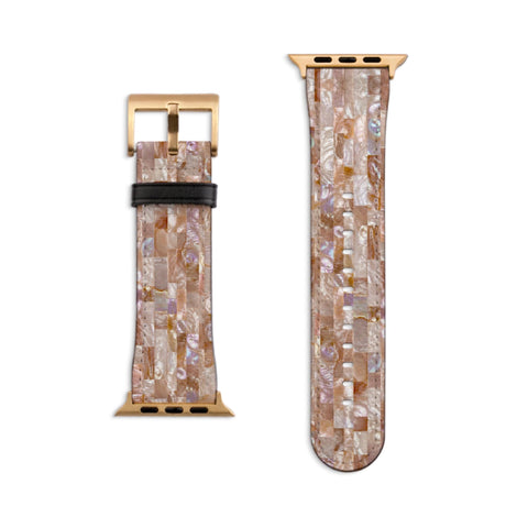Rose Gold Seashell Print Apple Watch Band - Fits All Series (SE, Ultra 3) & Sizes 38/40/41, 42/44/45/46, 49mm - iWatch Strap For Women